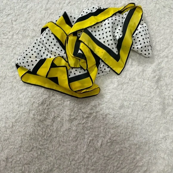 Carolina Herrera Yellow and Black Polka Dot Scarf - Picture 4 of 12